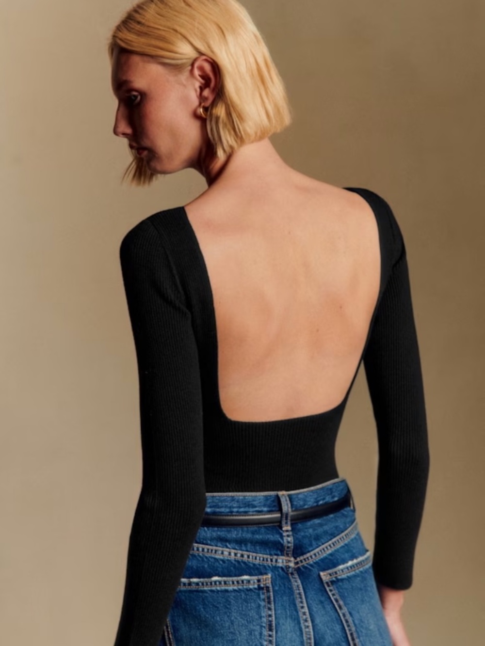 NWT Sezane MARLÈNE BODYSUIT Black (S) - Picture 2 of 7